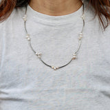 Triple Rice Pearl w Long Tube Necklace.