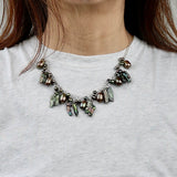 Brown Drop Pearl w Greenish Brown Keishi Necklace