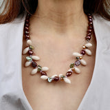 Pearl and Keishi Pearl w Quartz Necklace