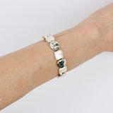 Silver coin w Square keishi Pearl Bracelet