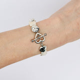 Silver coin w Square keishi Pearl Bracelet