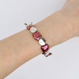 Copper Color keishi Pearl w Silver Coin Bracelet