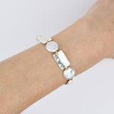 Coin Pearl w Silver Rectangle Bracelet
