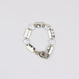 Coin Pearl w Silver Rectangle Bracelet