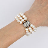 Freshwater Triple White Pearl Bracelet