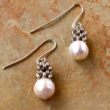 White Pearl Silver Star Earring