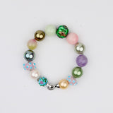 Green Cloisonne w Gemstones Ball Bracelet