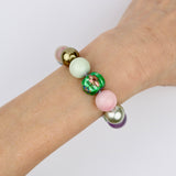 Green Cloisonne w Gemstones Ball Bracelet