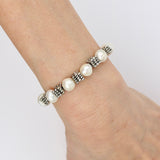 White Pearl w Silver Star Bracelet