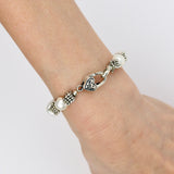 White Pearl w Silver Star Bracelet