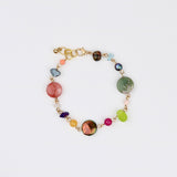 Gemstone and Pearl Brass Wired Bracelet