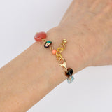 Gemstone and Pearl Brass Wired Bracelet