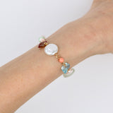 Gemstone and Pearl Brass Wired Bracelet