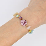 Gemstone and Pearl Brass Wired Bracelet