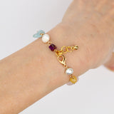 Gemstone and Pearl Brass Wired Bracelet