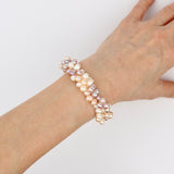 Multicolor Triple Rice Pearl Bracelet