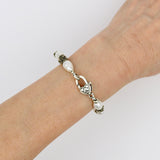 Freshwater Rice Pearl w Curved Silver Tube Bracelet