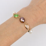 Freshwater Nugget Pearl w Crystal Bracelet