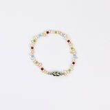 White Mini Pearl w Mini Gemstone Bracelet