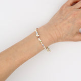 White Mini Pearl w Mini Gemstone Bracelet