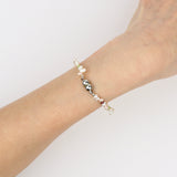 White Mini Pearl w Mini Gemstone Bracelet