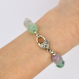 Green Fluorite Stone w Pink Keishi Bracelet