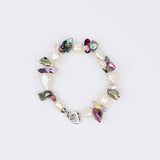 Freshwater White Nugget Pearl w Multicolor Keishi Pearl Bracelet
