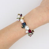Freshwater White Nugget Pearl w Multicolor Keishi Pearl Bracelet