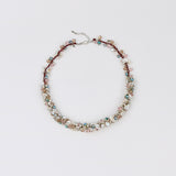 Stunning Necklace: White Keishi Pearl w Blue Gem Stunning