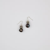 Black Pearl Silver Star Earrings
