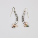 Silver Tube Pearls Earrings
