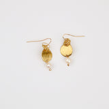 Brass Coin Freshwater Pearl Earring