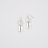 Coin Pearl w Silver Rectangle Earring
