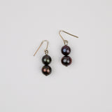 Double Freshwater Black Pearl Earring