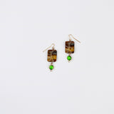Square Tiger Eye w Crystal Earring