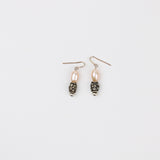 Rice Pearl w Curved Thai Silver Earring