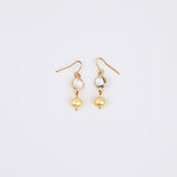 Small Coin Crystal w Pearl Earring