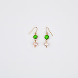 Small Coin Crystal w Pearl Earring