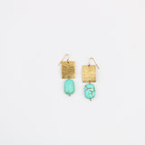 Brass w Turquoise Square Earring