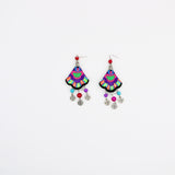 Miao Fiber Embroidered Fishes Drapes Earring