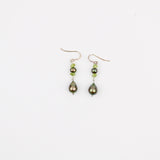 Brown Nugget Pearl w Peridot Earring