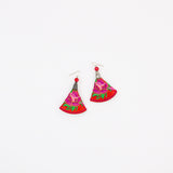 Embroidered Triangle Fiber Earring
