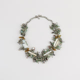 Stunning Necklace: Agate GemSquare Drop Keishi Pearl Necklace