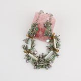 Stunning Necklace: Agate GemSquare Drop Keishi Pearl Necklace