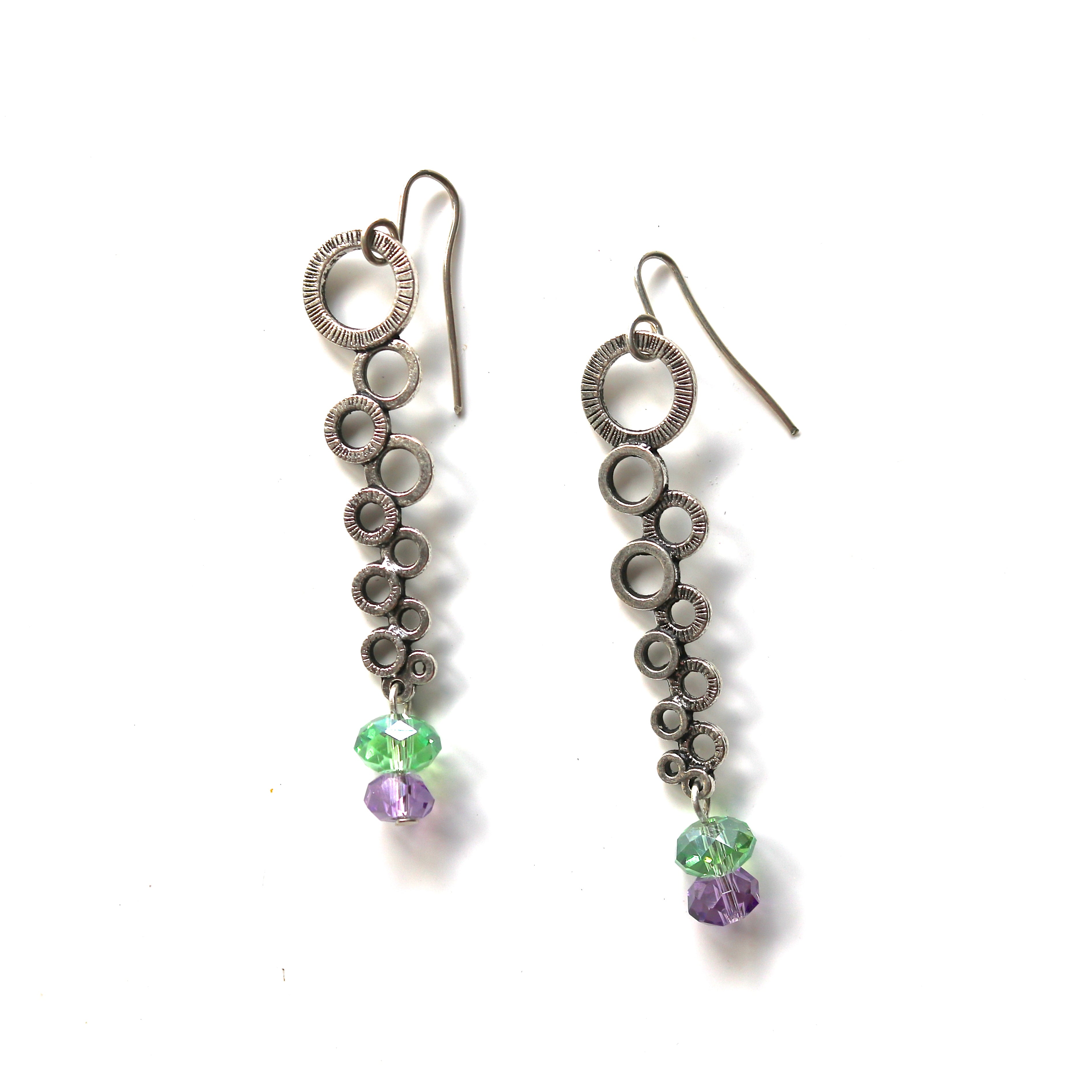 Silver Bubble w Crystal Earring