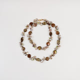 Stunning Necklace: Brown Coin Pearl and Small Gemstones