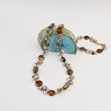 Stunning Necklace: Brown Coin Pearl and Small Gemstones