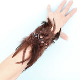 Chicken Fur w Pearl and Crystal Bracelet
