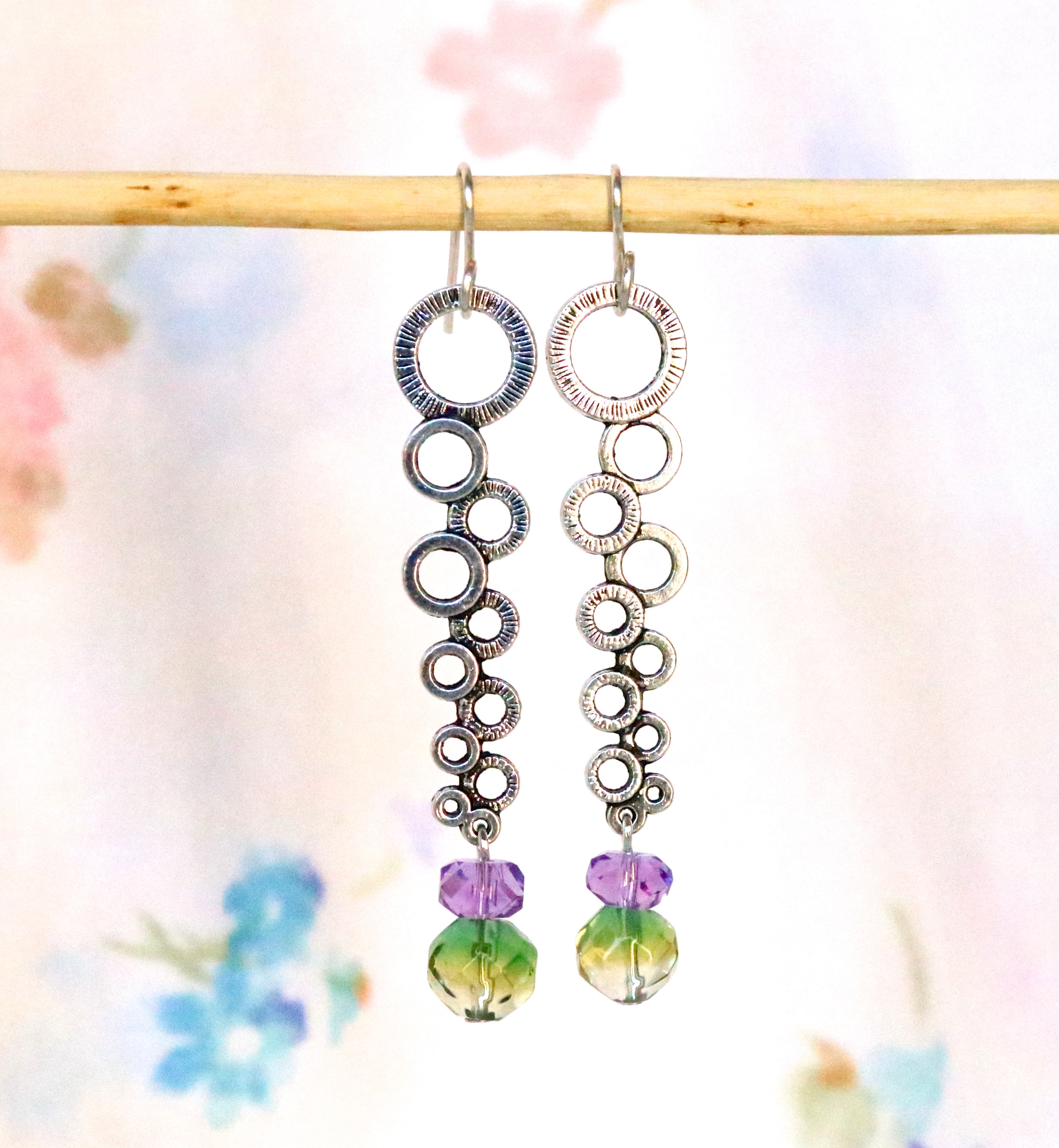 Silver Bubble w Crystal Earring