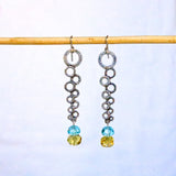 Silver Bubble w Crystal Earring